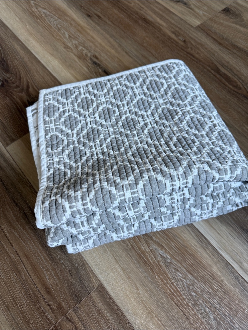 Crate & Barrel Raj Sham King Pillow 20" x 36 Khaki Quilted